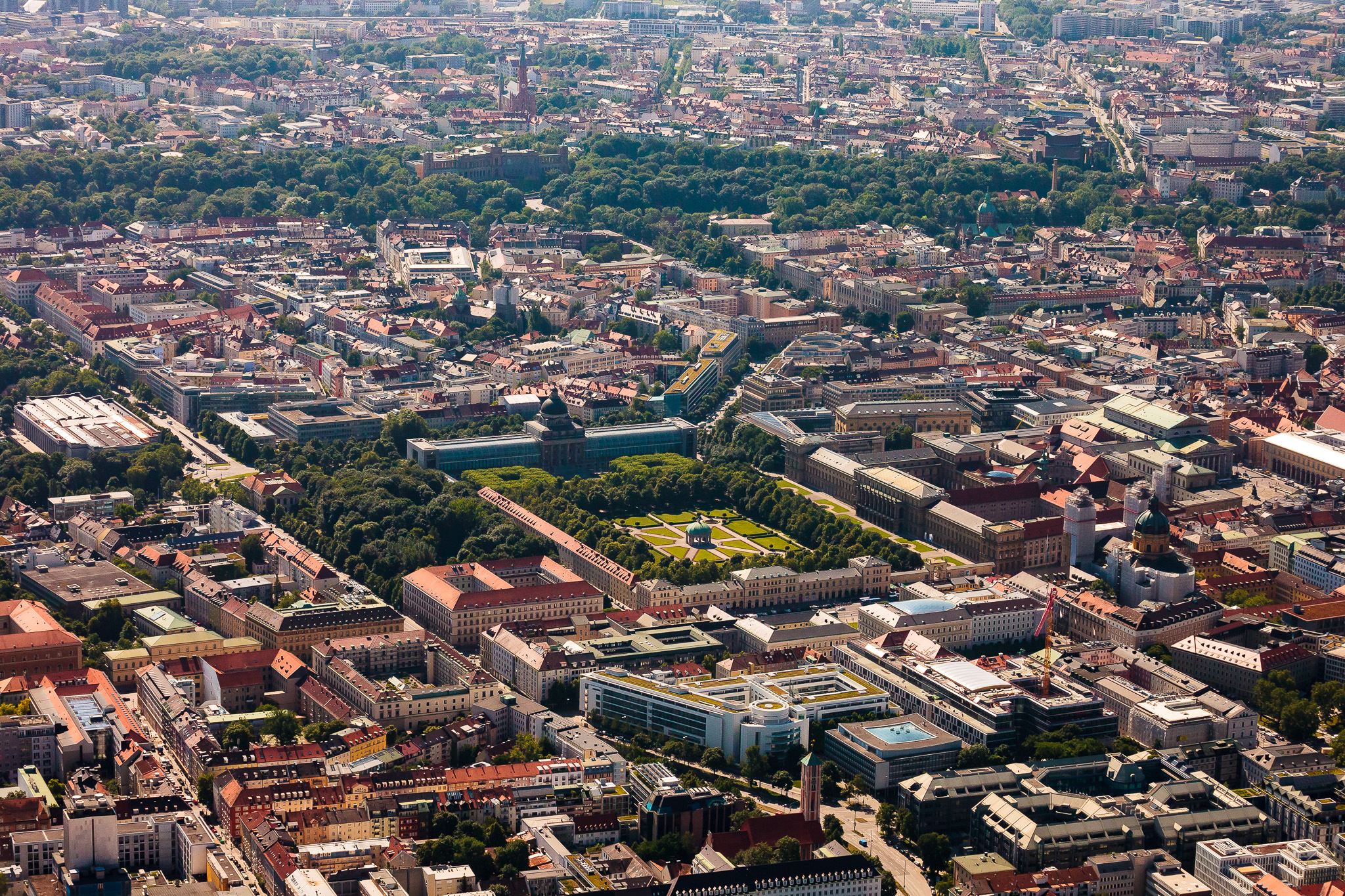 Luftaufnahmen Altstadt München, Residenz, Hofgarten, Odeonskirche, Oper,