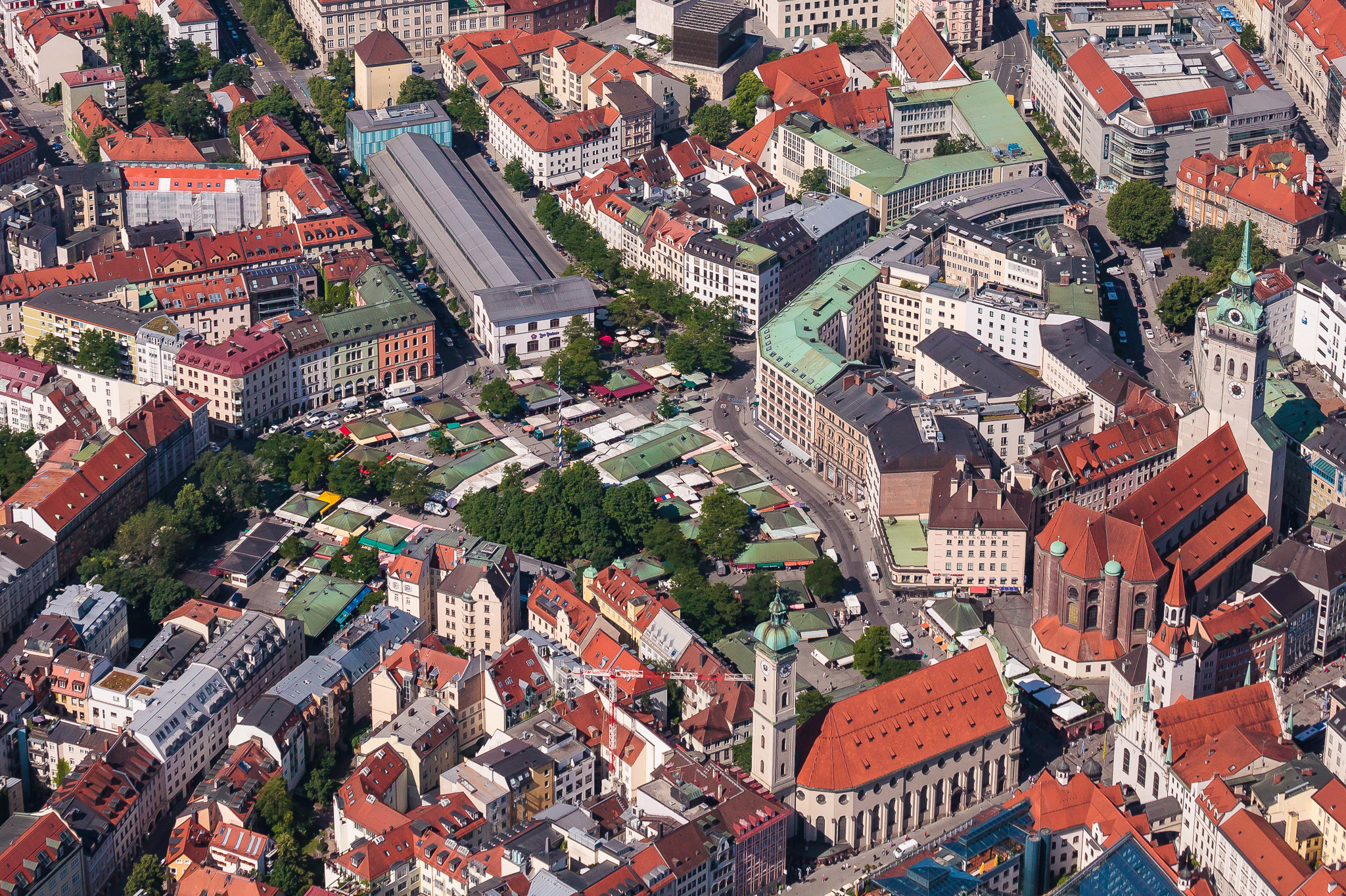 Luftaufnahmen Viktualienmarkt, München, Bayern